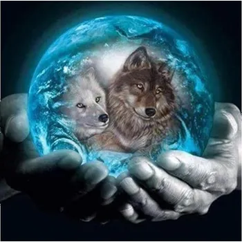 Diamantové malování Diamantové malování - Věštecká koule s vlky - č. 374 50x50 cm