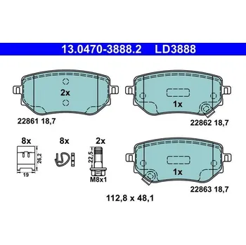 Auto-moto Sada brzdových destiček, kotoučová brzda ATE 13.0470-3888.2