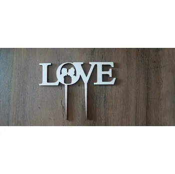 Dortová svíčka Dřevěný zápich - LOVE
