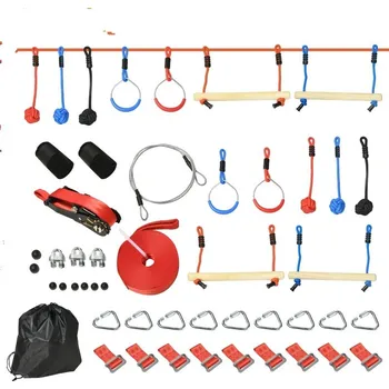 Hra na zahradu Horolezecká sada Outsunny Ninja, slackline, 30 kusů, 10 m lana, pro děti 3-6 let