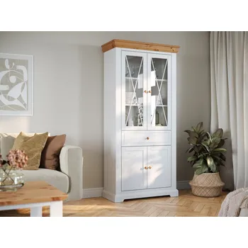 Knihovna Kvalitní bílá vitrína z borovice