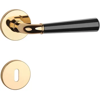 Dveřní kování ASM - MARIGOLD 2 - R 7S rozety BB, klika/klika OLV/BS - Mosaz leštěná lakovaná / černá matná