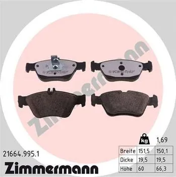 Brzdový systém Sada brzdových destiček, kotoučová brzda ZIMMERMANN 21664.995.1