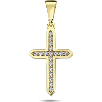 Přívěsek Lillian Vassago Zlatý přívěsek křížek se zirkony LLV98-GP004