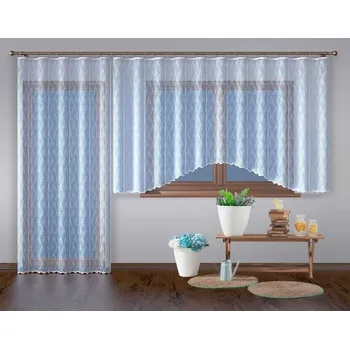 Záclona DekorTextil Hotová záclona nebo balkonový komplet Diana - bílá ROZMĚR: (š x v): 400 x 150 cm + (200 x 250 cm) - komplet