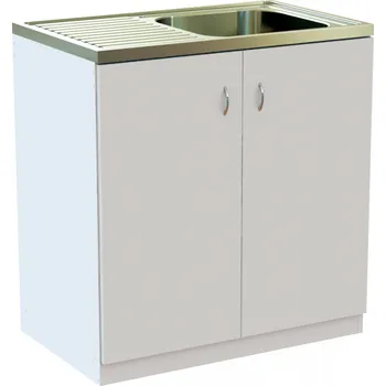 Kuchyňská skříňka EU Kuchyňská skříňka bílá 80 cm s NEREZ dřezem + ZDARMA sifon pro dřez