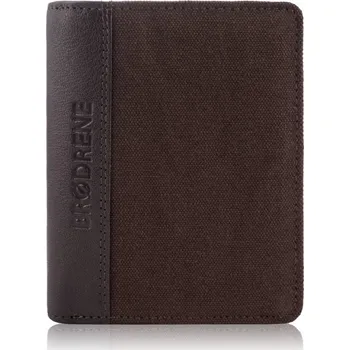 Peněženka Brodrene Kožená pánská peněženka s textilním povrchem; hnědá