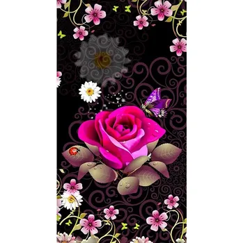 Diamantové malování Diamantové malování - Růže s beruškou a motýlem - č. 585 70x120 cm