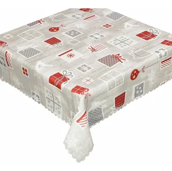 ubrus DekorTextil Vánoční ubrus s nešpinivou úpravou OXY - Sváteční dárečky ROZMĚR: 120 x 155 cm