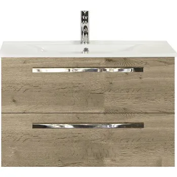 Koupelnový nábytek Koupelnový nábytkový set Sanox Seville barva čela dub přírodní ŠxVxH 81 x 52 x 46 cm s keramickým umyvadlem