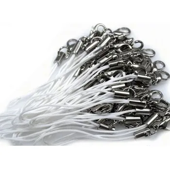 Korálek Šňůrka na mobil s karabinkou bílá č. 29