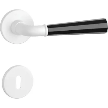 Dveřní kování ASM - MARIGOLD 3 - R 7S rozety BB, klika/klika WS/BS/WS - Bílá matná / černá matná / bílá matná