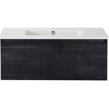 Koupelnový nábytek Koupelnový nábytkový set Sanox Frozen barva čela black oak ŠxVxH 101 x 42 x 46 cm s keramickým umyvadlem bez otvoru na kohout