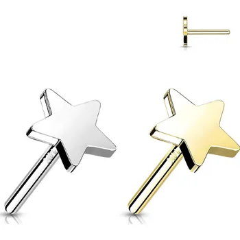Piercing Atreya Bezzávitová koncovka ze 14kt zlata 585/1000 FLAT STAR Barva: Bílé zlato