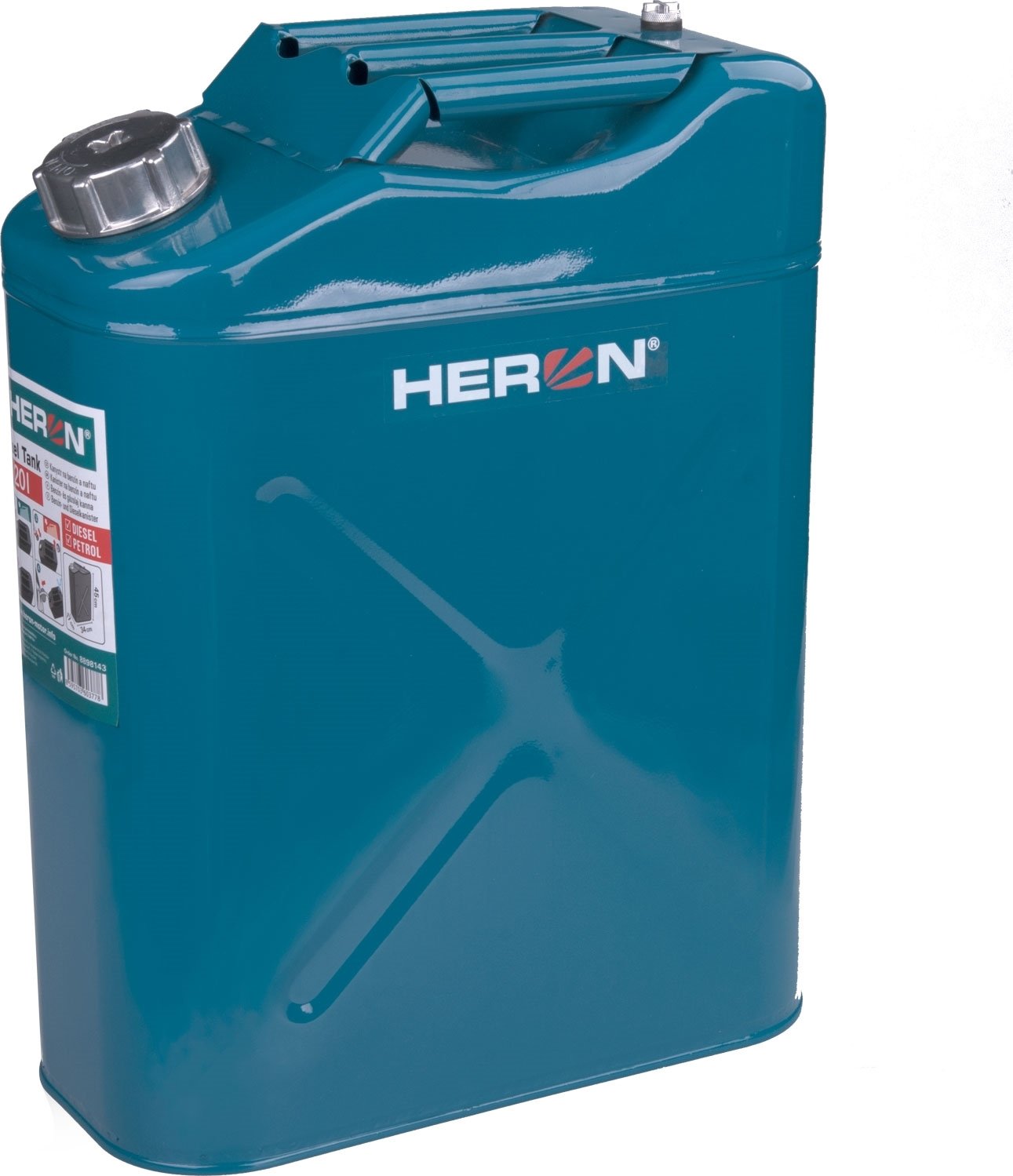 HERON kanystr ocelový na benzín, 20L (8898143)