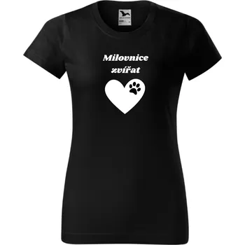 Dámské tričko - Milovnice zvířat Srdce Barva: Černá, Velikost: 2XL