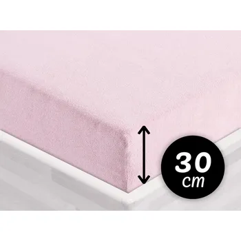 Prostěradlo Froté napínací prostěradlo na vysokou matraci FR-032 Pudrově růžová 160 x 200 - výška 30 cm