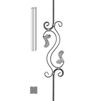 Zábradlí Tyč 12 x 12 x 960 mm, ornament 440 x 150 mm
