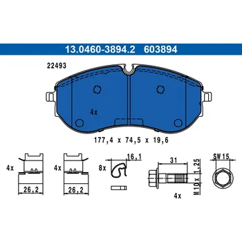 Brzdová destička Sada brzdových destiček, kotoučová brzda ATE 13.0460-3894.2