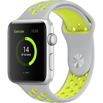 Řemínek na hodinky Řemínek pro Apple Watch Ultra 49mm / 46mm / 45mm / 44mm / 42mm - silikonový - šedý / žlutý - (M/L)