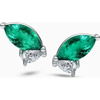 Náušnice Korbička Šperky Smaragdové náušnice 004 -bílé zlato/zelená