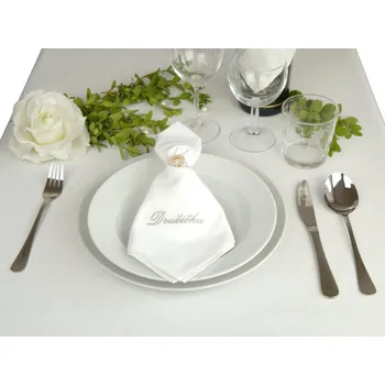 Papírový ubrousek Svatební ubrousek 100%ba 46x46cm s výšivkou DRUŽIČKA bílá