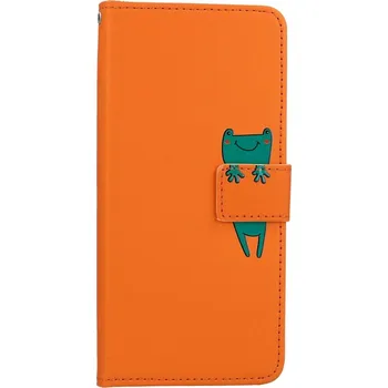 Pouzdro na mobilní telefon Pouzdro Xiaomi Redmi Note 12 5G knížkové oranžové s žabkou (kryt neboli obal na Xiaomi Redmi Note 12 5G)