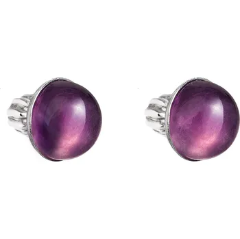 Náušnice EVOLUTION GROUP CZ Stříbrné náušnice pecky s pravými minerálními kameny Fluorit Rainbow - 11491.3