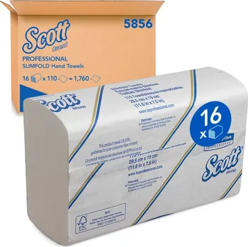 Papírový ručník KIMBERLY-CLARK Ručníky Scott Slimfold 16 balení x 110 bílých, 1vrstvý list, 5856