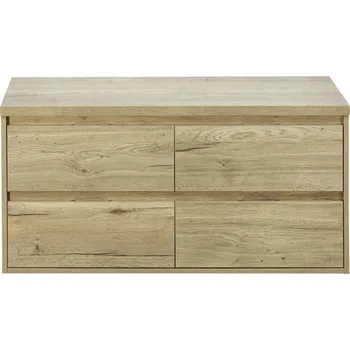 Koupelnový nábytek Koupelnová skříňka pod umyvadlo Porto 120 cm s umyvadlovou deskou 4 zásuvky dub přírodní