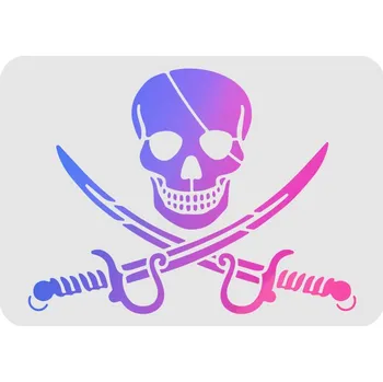 Šablona, vzor PIRÁTSKÁ LEBKA, cca 29 x 21 cm, 1ks