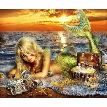 Diamantové malování Diamantové malování - Mořská panna - č. 499 40x50 cm