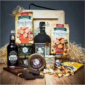 Dárkový potravinový koš Dárková bedna s páčidlem pro muže s rumem Diplomático