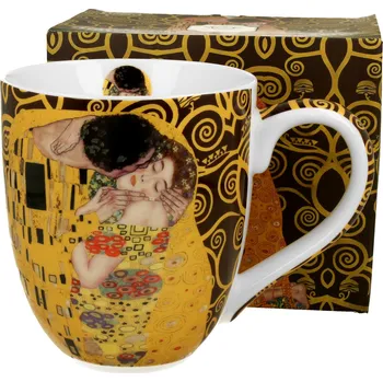 DUO Gifts DG - Porcelánový hrnek jumbo XXL THE KISS BROWN inspired by Gustav Klimt v dárkové krabičce - 1 litr