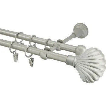 Garnýž Garnýž kovová 460 cm dvouřadá - dvojitá 16 mušle matná stříbrná