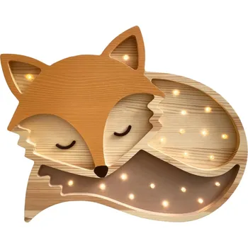 Dětské svítidlo Peekaboo Oranžová dřevěná dětská LED lampa Liška 36 cm