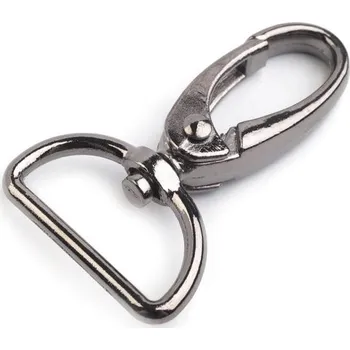 Kabelka Kovová karabina, průvlek 25 mm - nikl černý