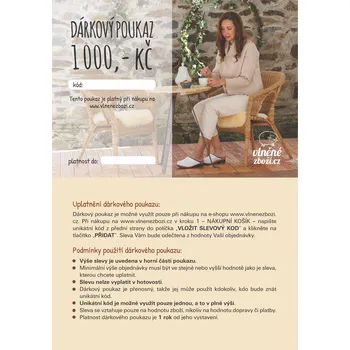 Dárkový potravinový koš Wooline Dárkový poukaz v hodnotě 1000 Kč Dárkový poukaz bude zaslán na e-mail v elektronické podobě