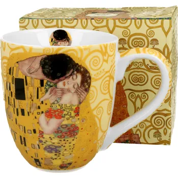 DUO Gifts DG - Porcelánový hrnek jumbo XXL THE KISS ECRU inspired by Gustav Klimt v dárkové krabičce - 1 litr