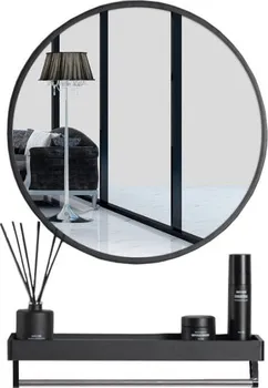 Zrcadlo Bredo kulaté zrcadlo s policí 70 cm černé