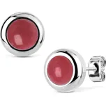 Ocelové náušnice červený kámen 6mm