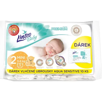 jednorázová plena Linteo Baby PREMIUM 2 Mini 3-6 kg dětské plenky 5 ks +dárek