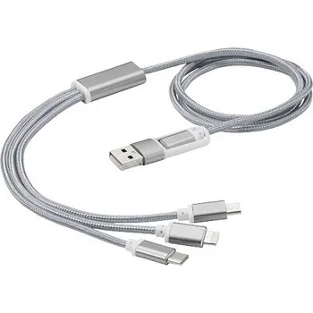 Datový kabel Nabíjecí kabel 5v1 s dvojitým vstupem Versatile, stříbrná