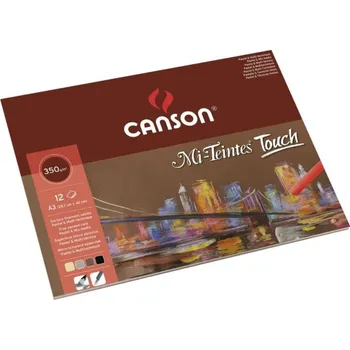 Umělecký papír Canson Mi Teintes Touch skicák - 4 barvy,12 listů,350g, A3