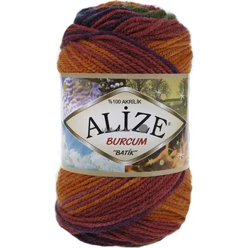 Galanterie Alize Burkum batik 4827 zeleno-oranžovo-barevná