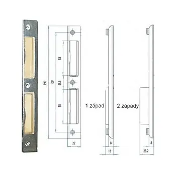 zadlabací zámek FABDOS Univerzální protiplech (rozteč 72 i 90mm) dvouzápadový, levý