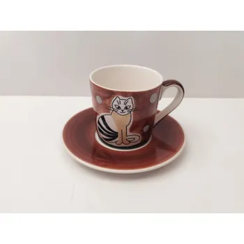 Hrnek podšálkem hnědý - kočička (Hnědý kočičí hrnek )