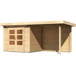 LANIT PLAST Dřevěný domek KARIBU KANDERN 2 + přístavek 235 cm včetně zadní stěny (23610) natur LG3534