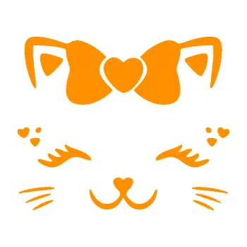 Samolepící dekorace SAMOLEPKA Kočka 039 s mašličkou (06 - oranžová) NA AUTO, NÁLEPKA, FÓLIE, POLEP, TUNING, VLASTNÍ TEXT, TISK, AUTOSAMOLEPKY.cz, POLEPY, OBRÁZEK, LOGO, SAMOLEPKY