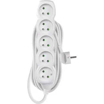 elektrický kabel Prodlužovací přívod 5 zásuvek délka 5m bílý pohyblivý